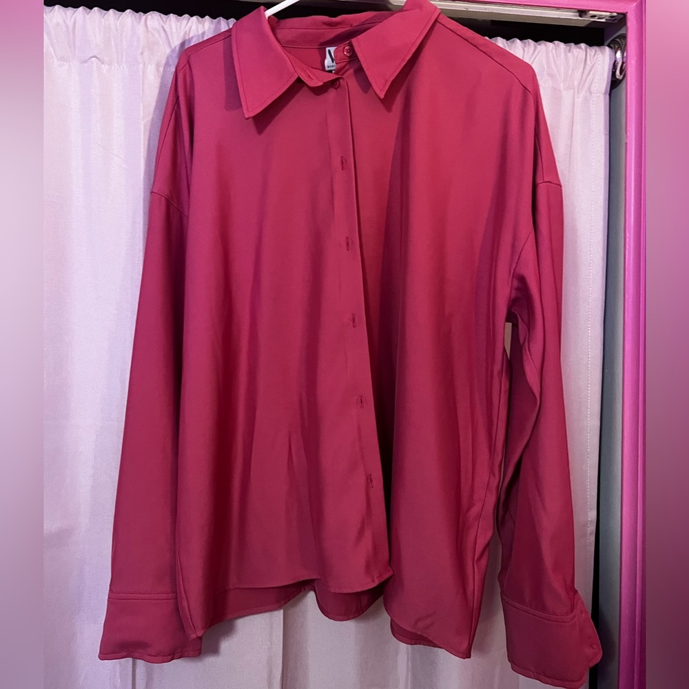 Pink button down shirt